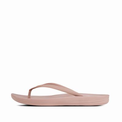 Beige Women's Fitflop IQUSHION Ergonomic Flip Flops | VE4856910