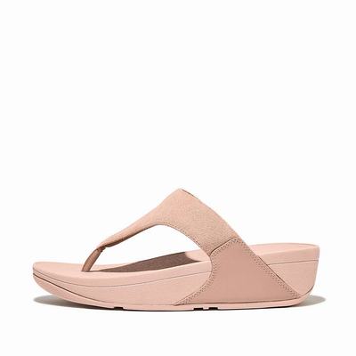 Beige Women's Fitflop LULU Suede Toe-Post Sandals | GK9820654