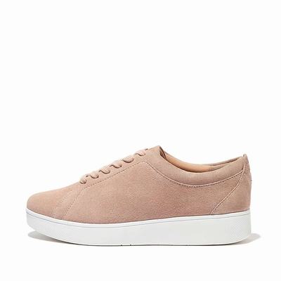 Beige Women's Fitflop RALLY Suede Sneakers | AX6301782