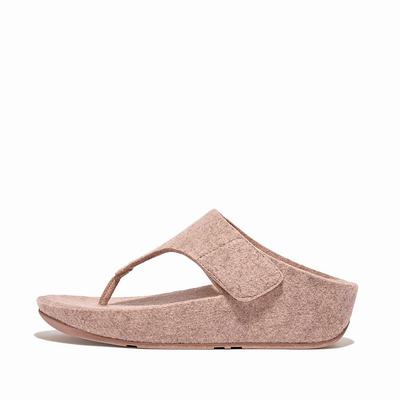 Beige Women's Fitflop SHUV E01 Adjustable Felt Toe-Post Sandals | LE7584019