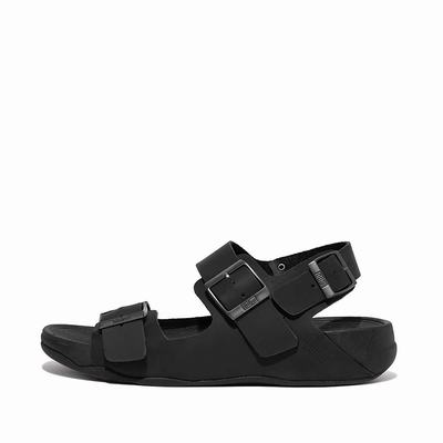 Black Men's Fitflop GOGH MOC Buckle Nubuck Sandals | AY3296481