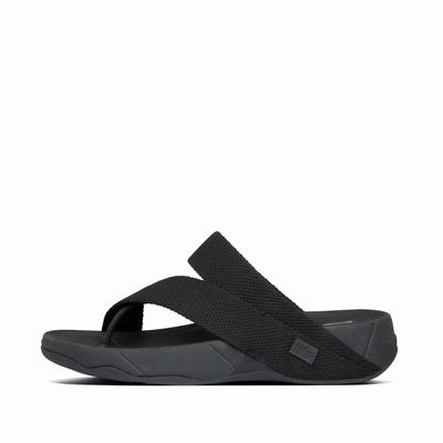 Black Men's Fitflop SLING Weave Toe-Post Sandals | AK6218394