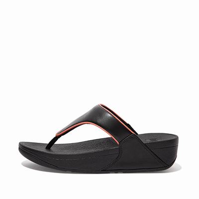 Black/Pink Women's Fitflop LULU Pop Binding Leather Sandals Sandals | QH7189042