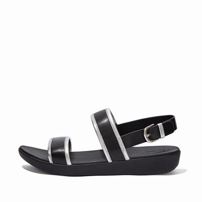 Black Women's Fitflop BARRA Metallic Back-Strap Sandals | XS2845960