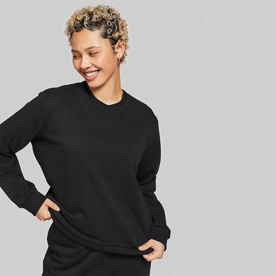 Black Women's Fitflop BASIC THREADS Crew Sweatshirt | TF2375490