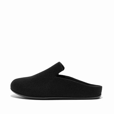 Black Women's Fitflop CHRISSIE II Haus Felt Slippers | RW0429157