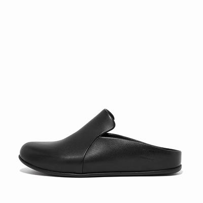 Black Women's Fitflop CHRISSIE II Haus Leather Slippers | WV9842375