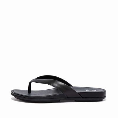 Black Women's Fitflop GRACIE Leather Flip Flops | CB3987042