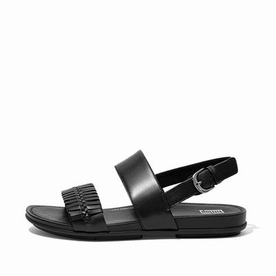 Black Women's Fitflop GRACIE Wrapped Weave Back-Strap Sandals | YE0762491