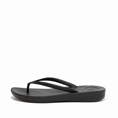 Black Women's Fitflop IQUSHION Ergonomic Flip Flops | HU7615429