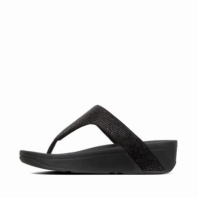 Black Women's Fitflop LOTTIE Shimmercrystal Toe-Post Sandals | TR7594382