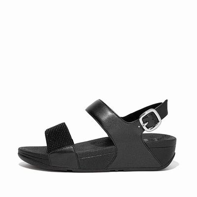 Black Women's Fitflop LULU Crystal Back-Strap Sandals | MU2653174