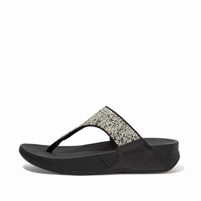 Black Women's Fitflop LULU Shimmer Toe-Post Sandals | MX9478210