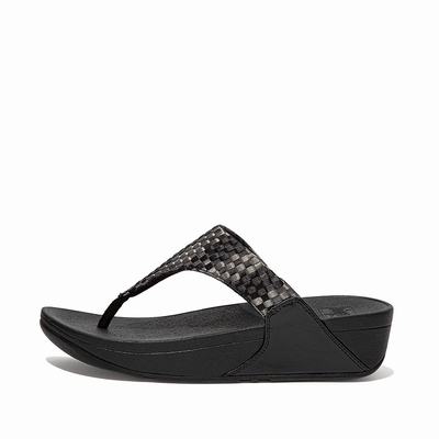 Black Women's Fitflop LULU Silky Weave Toe-Post Sandals | OJ2370916