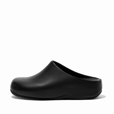 Black Women's Fitflop SHUV Leather Clogs | GJ5876324