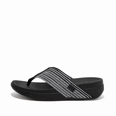 Black Women's Fitflop SURFA Toe-Post Sandals | IK9803475