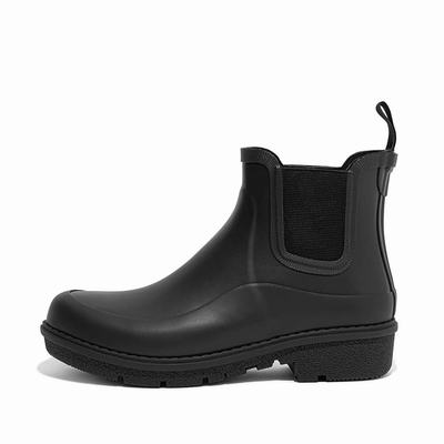 Black Women's Fitflop WONDERWELLY Chelsea Rain Boots | AS8956120