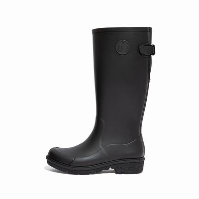 Black Women's Fitflop WONDERWELLY Tall Rain Boots | WM3247196