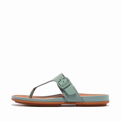 Blue Women's Fitflop GRACIE Matt-Buckle Leather Toe-Post Sandals | XS2894750