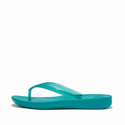 Blue Women's Fitflop IQUSHION Transparent Flip Flops | UY7490536