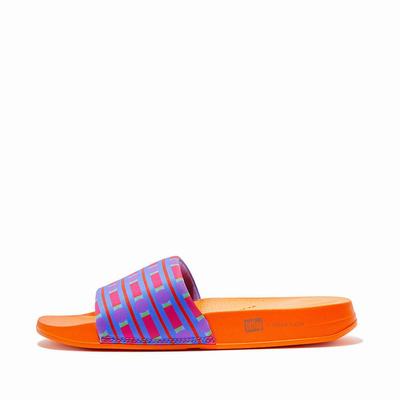 Blue Women's Fitflop IQUSHION X Yinka Ilori Water-Resistant Slides | YL9574036