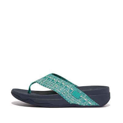 Blue Women's Fitflop SURFA Geo-Webbing Toe-Post Sandals | MP9043127