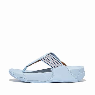 Blue Women's Fitflop WALKSTAR Finestripe Toe-Post Sandals | YS1546892