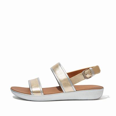 Brown/Gold Women's Fitflop BARRA Metallic Back-Strap Sandals | OI4073958