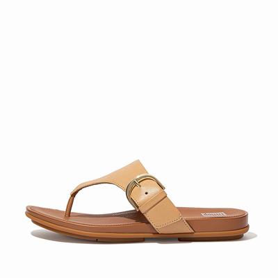 Brown Women's Fitflop GRACIE Buckle Leather Toe-Post Sandals | BM0973528