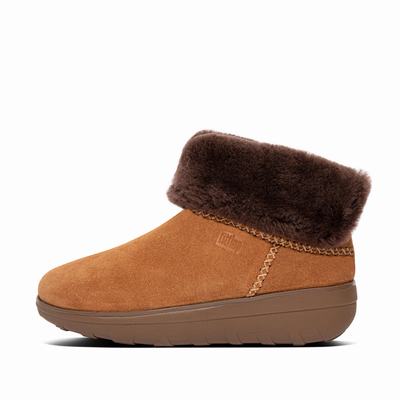 Brown Women's Fitflop MUKLUK SHORTY Shearling-Lined Suede Ankle Boots | HJ9218073