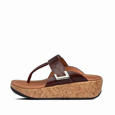 Chocolate Brown Women's Fitflop REMI Adjustable Leather Sandals | YH9017485