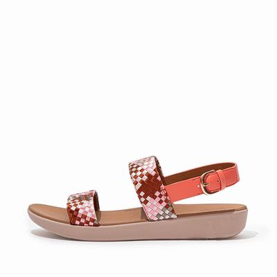 Coral Pink Women's Fitflop BARRA Silky Weave Back-Strap Sandals | AI2693810