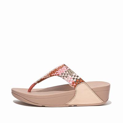 Coral Pink Women's Fitflop LULU Silky Weave Toe-Post Sandals | EJ2508341