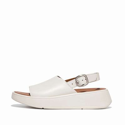 Cream Women's Fitflop F-MODE Leather Flatform Back-Strap Sandals | BR6281904