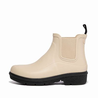 Cream Women's Fitflop WONDERWELLY Contrast-Sole Chelsea Rain Boots | NG7238519