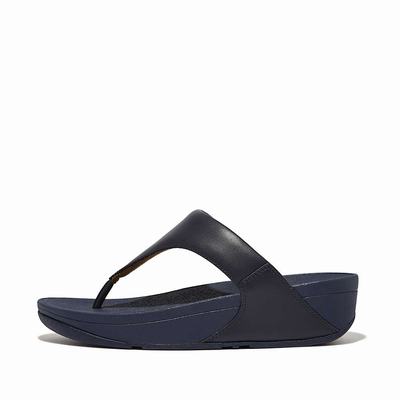 Deep Blue Women's Fitflop LULU Leather Toe-Post Sandals | MO1056348