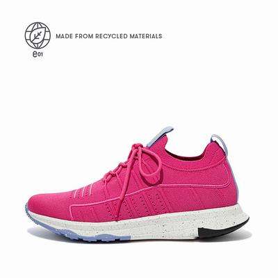 Fuchsia Rose Women's Fitflop VITAMIN FF E01 Knit Sports Sneakers | HG0243957