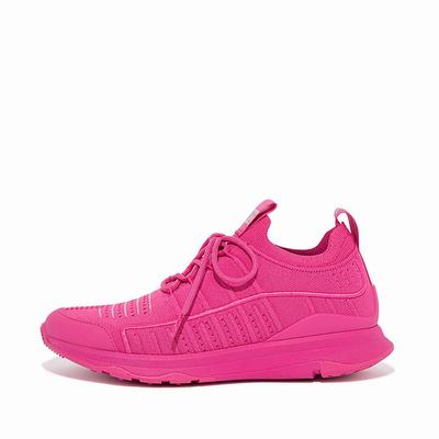 Fuchsia Rose Women's Fitflop VITAMIN FF Knit Sports Sneakers | QZ3890467