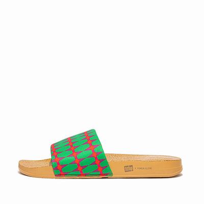 Green/Red Men's Fitflop IQUSHION X Yinka Ilori Water-Resistant Slides | FZ9164807