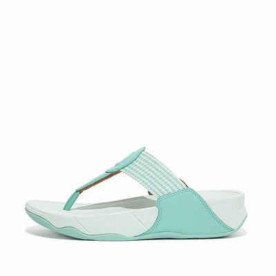 Green Women's Fitflop WALKSTAR Finestripe Toe-Post Sandals | VT1284573