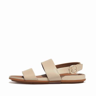 Grey Beige Women's Fitflop GRACIE Leather Back-Strap Sandals | HJ4271639