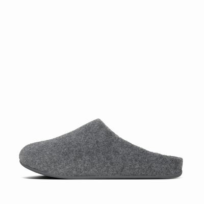 Grey Men's Fitflop SHOVE Felt Slippers | HP1749086