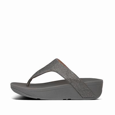 Grey Women's Fitflop LOTTIE Shimmercrystal Toe-Post Sandals | JM3982047