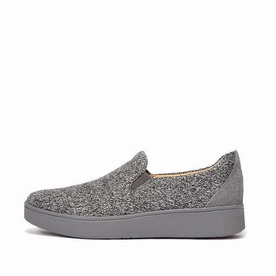 Grey Women's Fitflop RALLY E01 Merino Wool-Mix Skate Sneakers | WM7659423