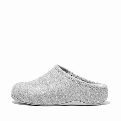 Grey Women's Fitflop SHUV Cushy Felt Clog Slippers | AY1386420