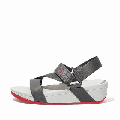 Grey Women's Fitflop SURFA Woven-Logo Z-Strap Sandals | AF0231947