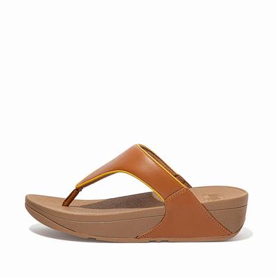 Light Brown/Orange Yellow Women's Fitflop LULU Pop Binding Leather Sandals Sandals | EZ0619475