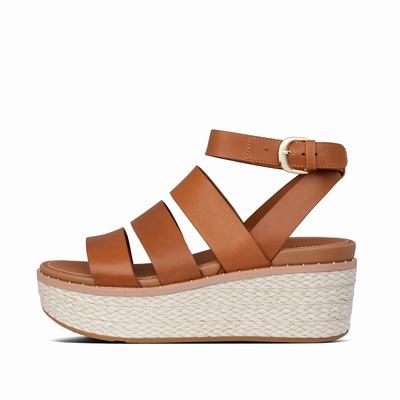 Light Brown Women's Fitflop ELOISE Espadrille Wedge Sandals | OB7283140