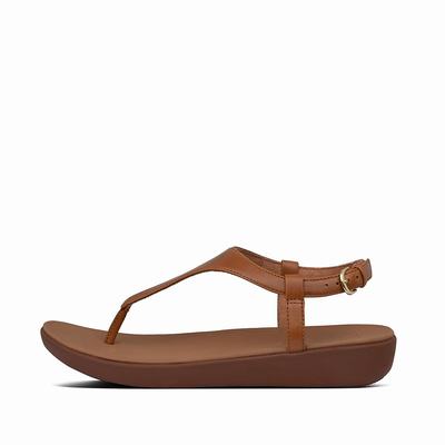 Light Brown Women's Fitflop LAINEY Leather Back-Strap Sandals | EA8602713