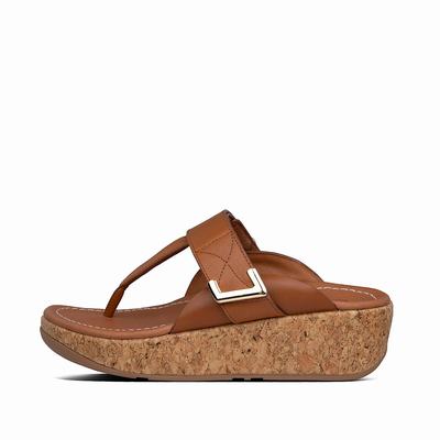 Light Brown Women's Fitflop REMI Adjustable Leather Sandals | RJ6830945